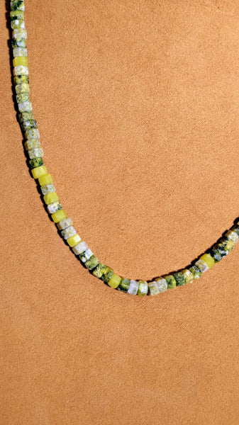 Green & Yellow Garnet Beaded Necklace | Artist Gloria | Southwestern Elegance