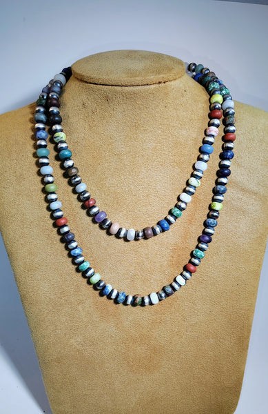 Handmade Multicolor Beaded & Navajo Pearl Necklace | Artist Gloria | Southwestern Elegance