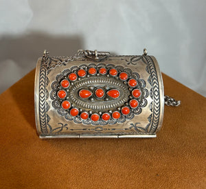 Intricately Stamped Coral Purse by Sunshine Reeves