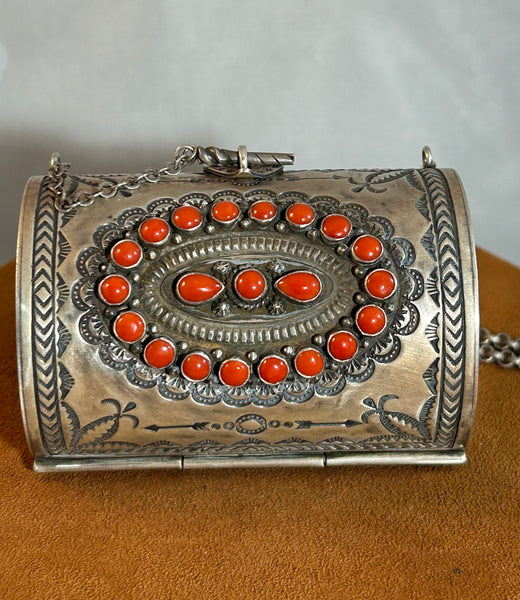 Intricately Stamped Coral Purse by Sunshine Reeves