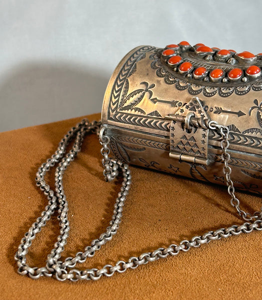 Intricately Stamped Coral Purse by Sunshine Reeves