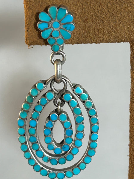 Zuni Vintage Blue Kingman Earrings by Frank Dishta