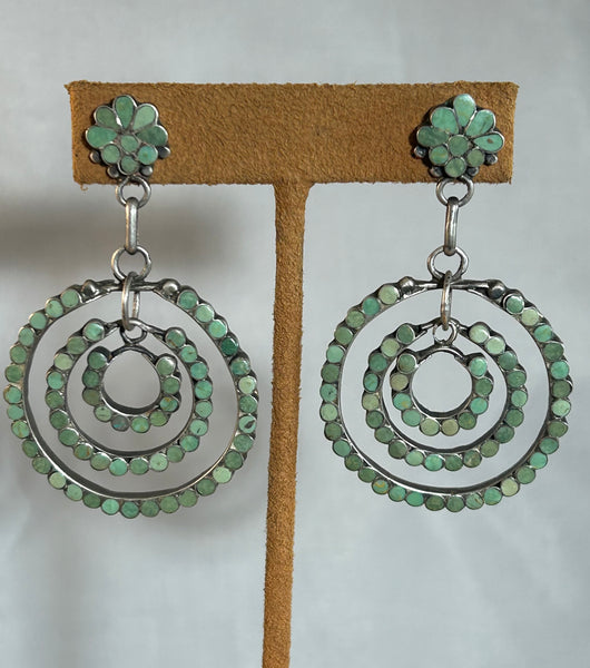 Vintage Green Kingman Earrings by Frank Dishta