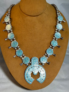 Vintage Zuni Frank Dishta Squash Blossom Necklace (Circa 1950s)