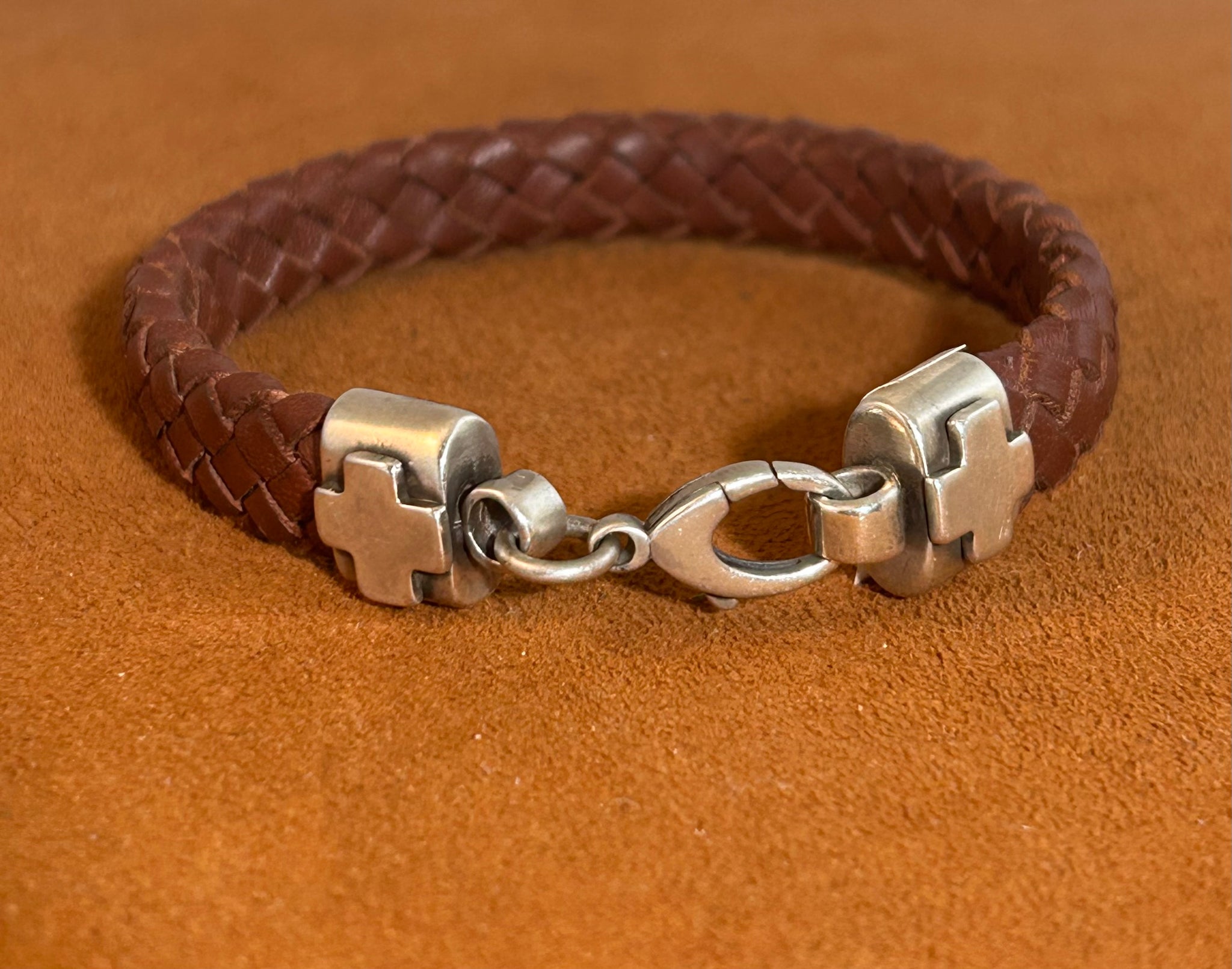 Braided Leather Cross Bracelet by Dennis Hogan