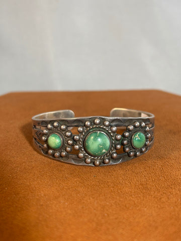 Vintage Three Stone Turquoise Cuff (1940s)