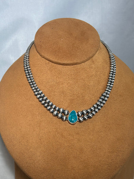 Mini-Cleopatra with Kingman Dark Turquoise Teardrop by Kevin Randall Studios