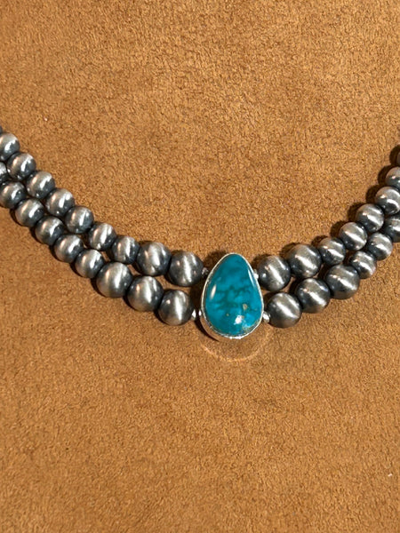Mini-Cleopatra with Kingman Dark Turquoise Teardrop by Kevin Randall Studios