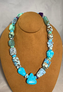 Hand Carved Turquoise Bead Necklace by Bruce Eckhardt