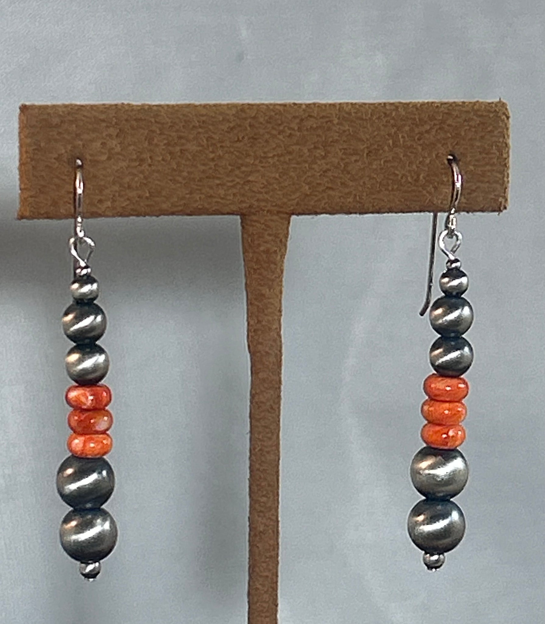 Straight Bead Silver Spiny Oyster Earrings by Kevin Randall Studios