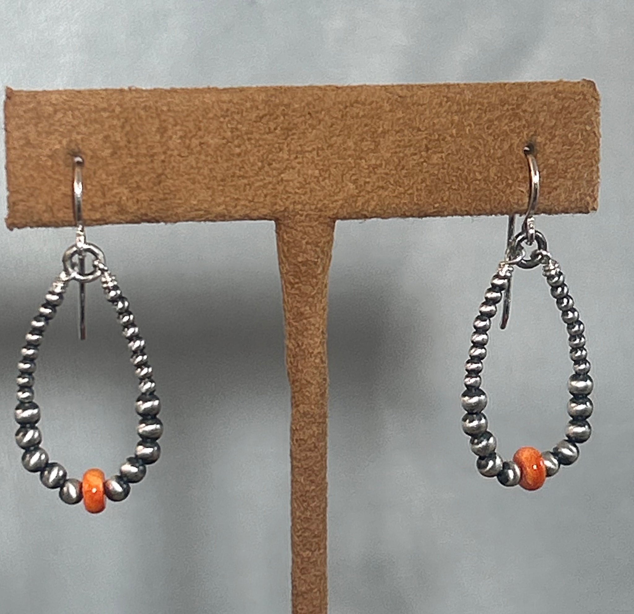 Small Teardrop Bead with Spiny Oyster Earrings by Kevin Randall Studios