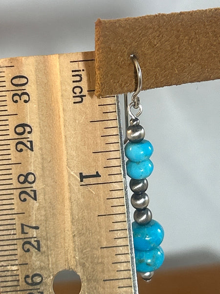Ten Bead Turquoise and Silver Earrings by Kevin Randall Studios
