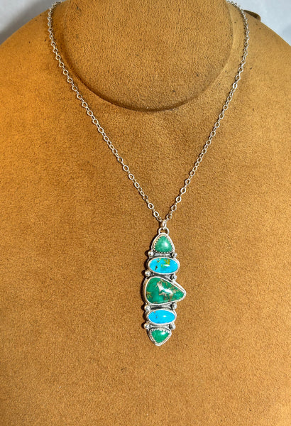 Five Stone Turquoise Necklace by Sterling Buffalo