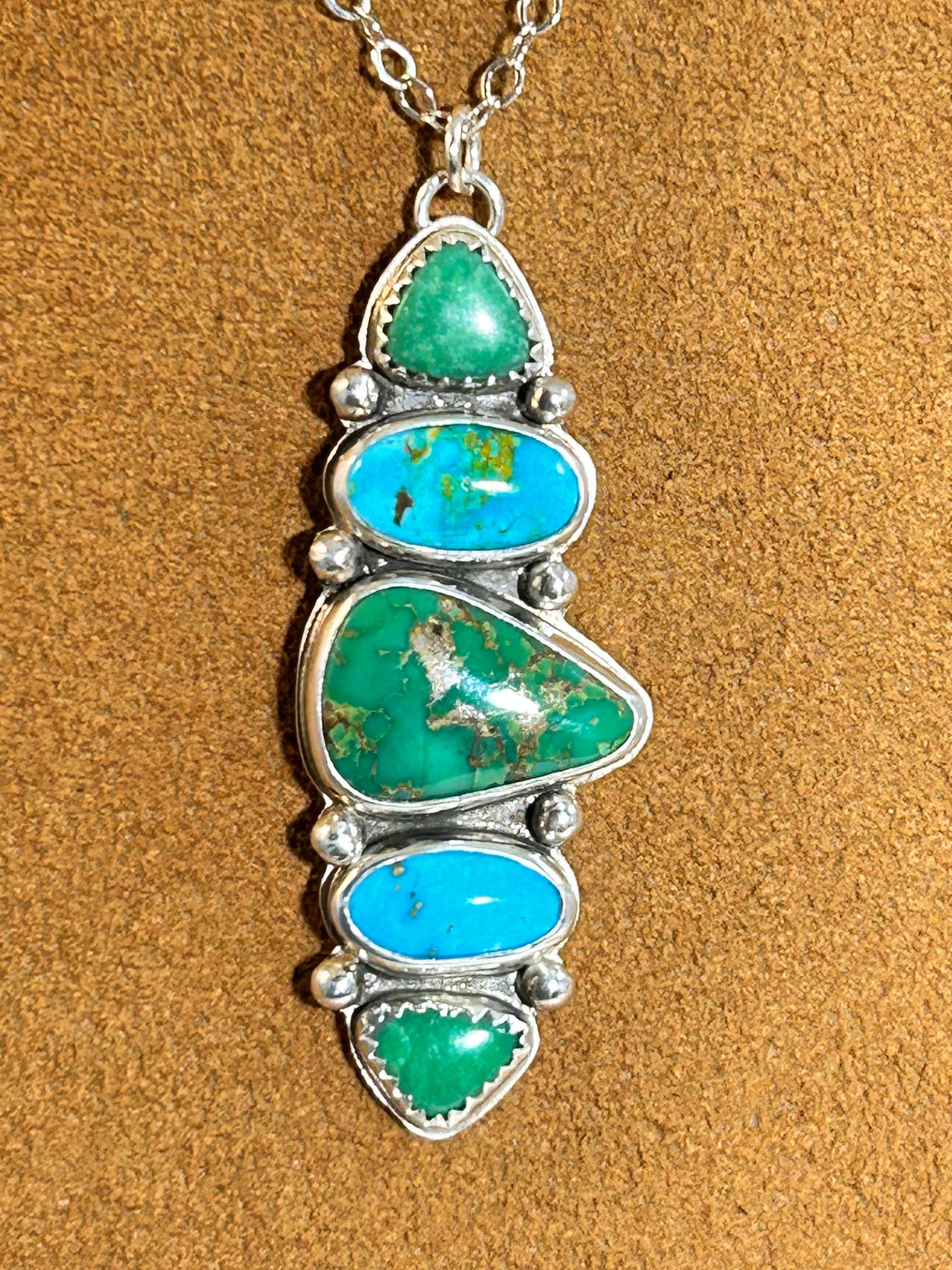 Five Stone Turquoise Necklace by Sterling Buffalo