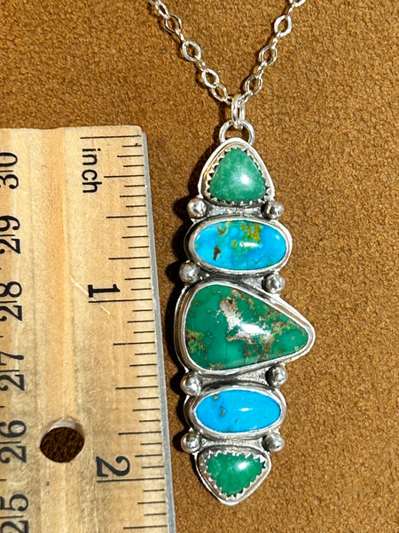 Five Stone Turquoise Necklace by Sterling Buffalo