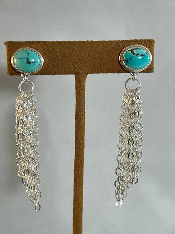 Chain and Turquoise Earrings by Sterling Buffalo