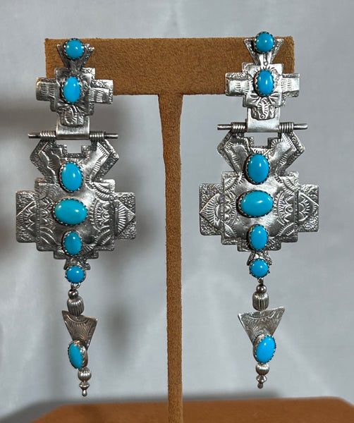 Turquoise and Sterling Silver Earrings by Teresa Archibeque