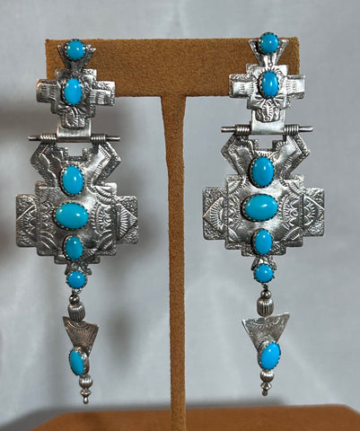 Turquoise and Sterling Silver Earrings by Teresa Archibeque