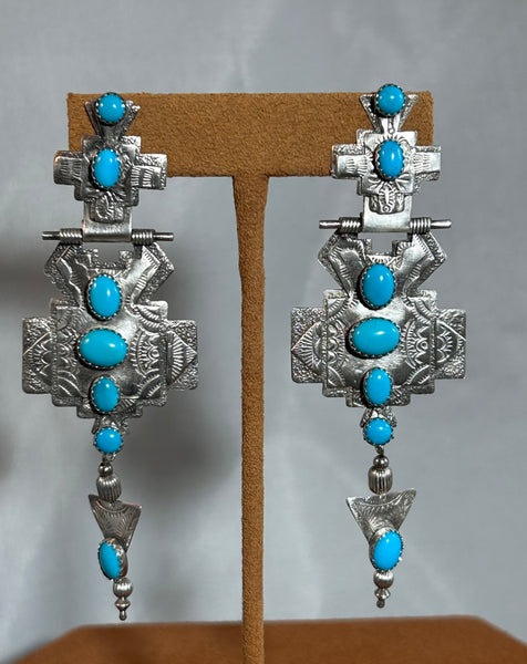 Turquoise and Sterling Silver Earrings by Teresa Archibeque