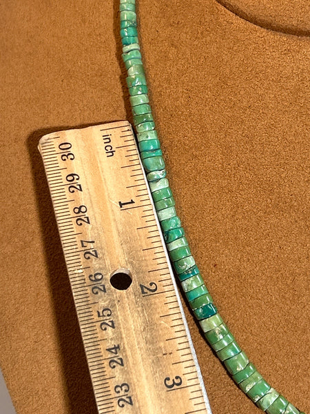 19" Green Turquoise with Shell Necklace by Don Lucas