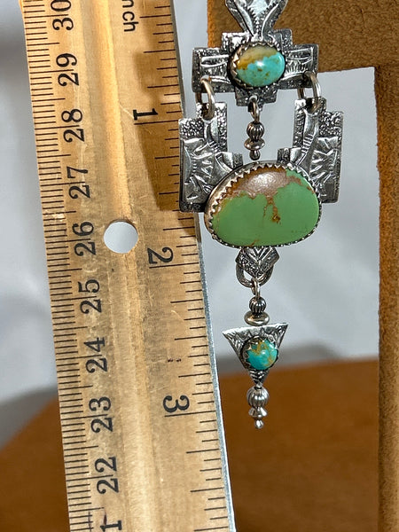Green Turquoise in Sterling Silver Earrings by Teresa Archibeque