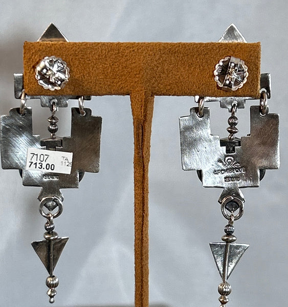 Green Turquoise in Sterling Silver Earrings by Teresa Archibeque