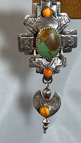 Green Turquoise in Sterling Silver Earrings by Teresa Archibeque