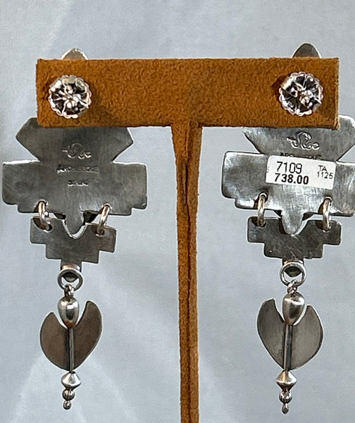 Green Turquoise in Sterling Silver Earrings by Teresa Archibeque