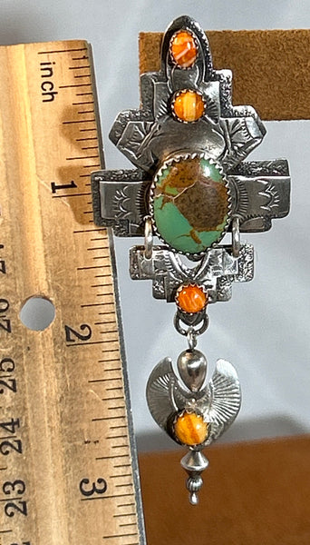 Green Turquoise in Sterling Silver Earrings by Teresa Archibeque