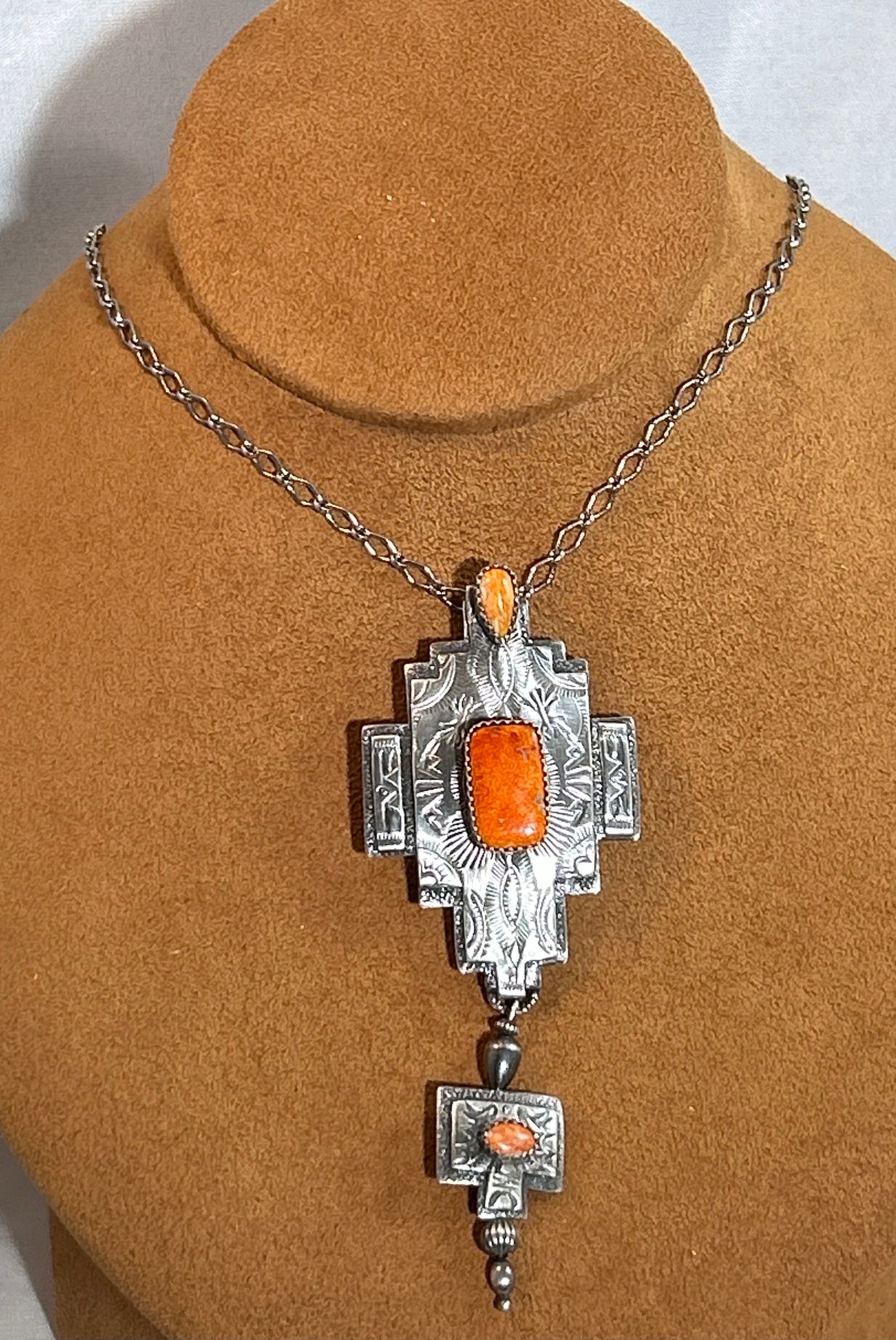 Sunset Spiny Oyster Shell Necklace by Teresa Archibeque