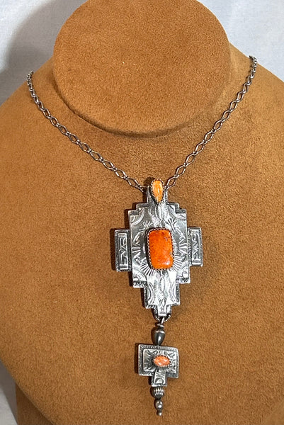 Sunset Spiny Oyster Shell Necklace by Teresa Archibeque