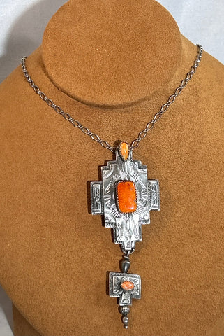 Sunset Spiny Oyster Shell Necklace by Teresa Archibeque