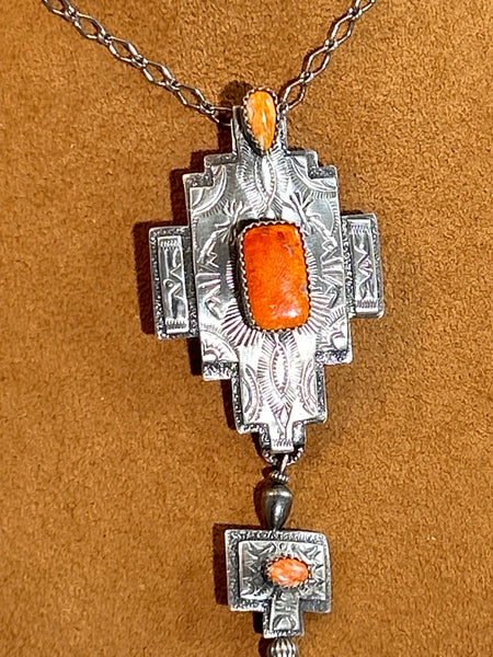 Sunset Spiny Oyster Shell Necklace by Teresa Archibeque