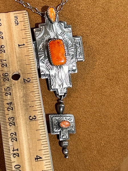 Sunset Spiny Oyster Shell Necklace by Teresa Archibeque