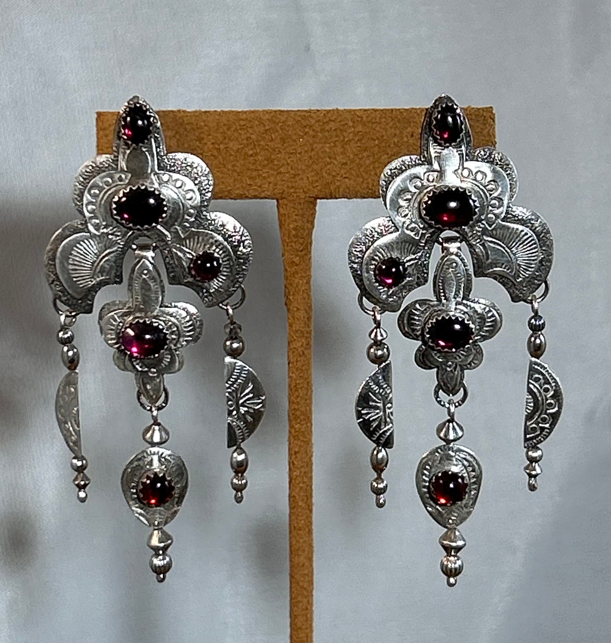 Garnet Sterling Silver Earrings by Teresa Archibeque