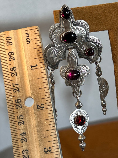 Garnet Sterling Silver Earrings by Teresa Archibeque