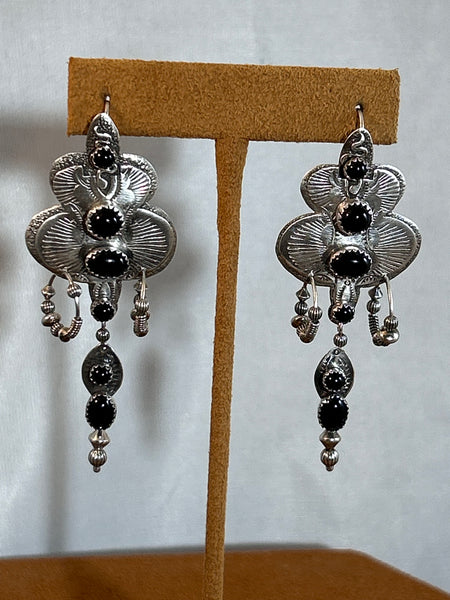 Onyx Sterling Silver Earrings by Teresa Archibeque