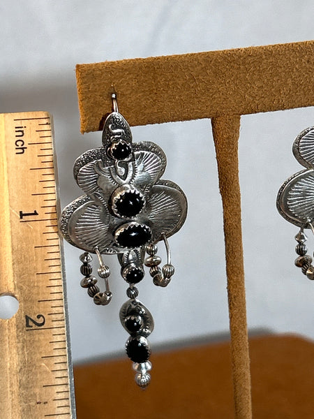 Onyx Sterling Silver Earrings by Teresa Archibeque