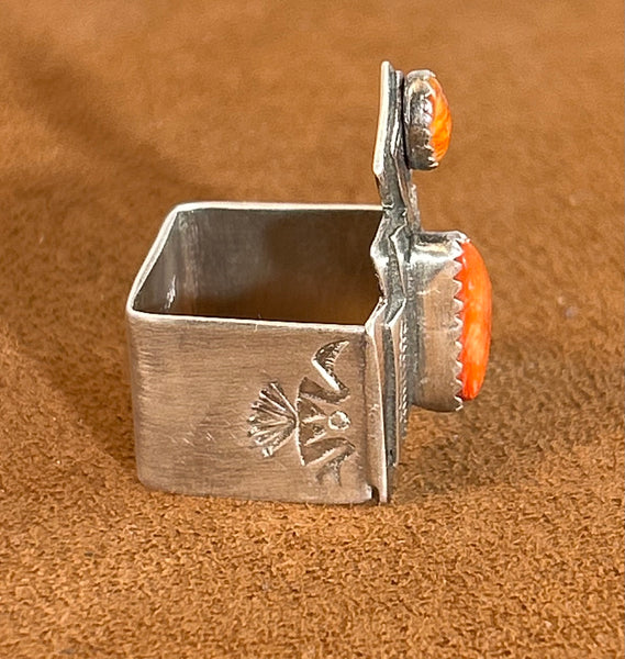 Square Orange Spiny Oyster Ring by Teresa Archibeque