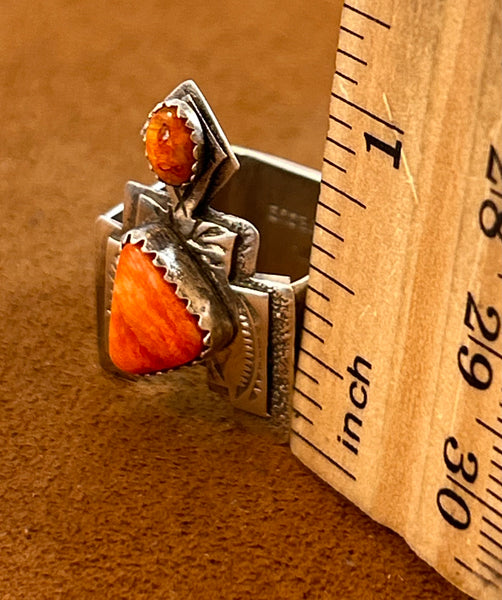 Square Orange Spiny Oyster Ring by Teresa Archibeque