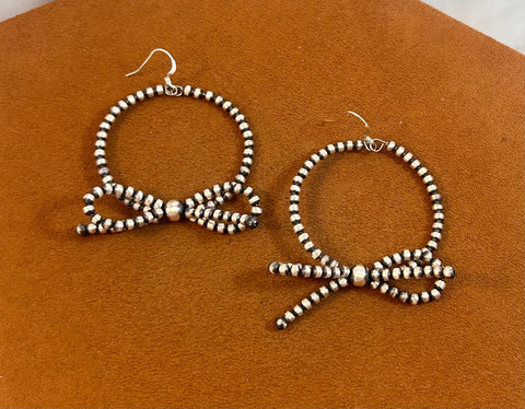 Bead Hoop Bow Earrings by First American Traders