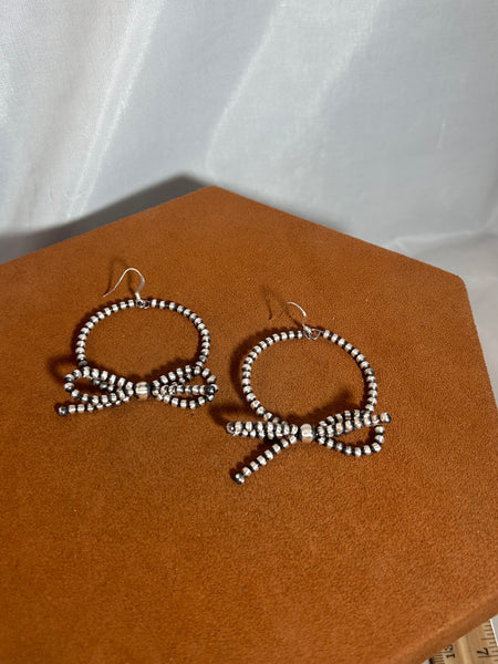 Bead Hoop Bow Earrings by First American Traders