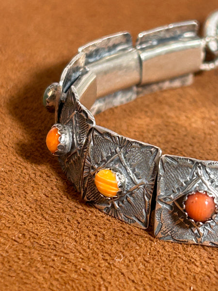 Multi Semi-Precious Stone Concho Tennis Bracelet by Emory Wentling