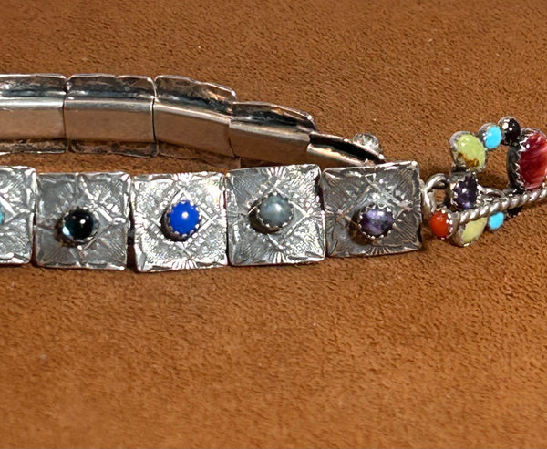 Multi Semi-Precious Stone Concho Tennis Bracelet by Emory Wentling