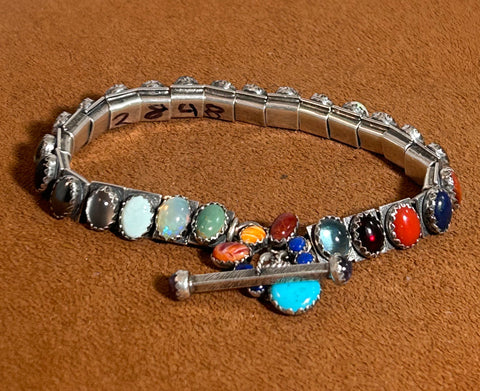 Multi Semi-Precious Oval Stone Tennis Bracelet by Emory Wentling