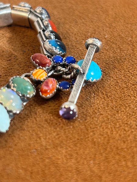 Multi Semi-Precious Oval Stone Tennis Bracelet by Emory Wentling