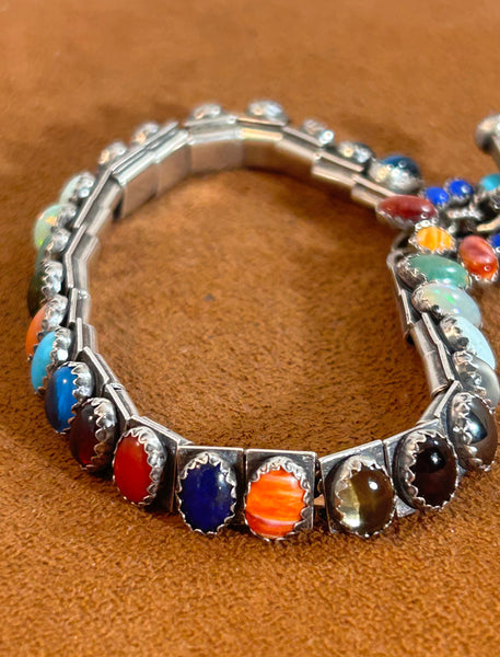 Multi Semi-Precious Oval Stone Tennis Bracelet by Emory Wentling