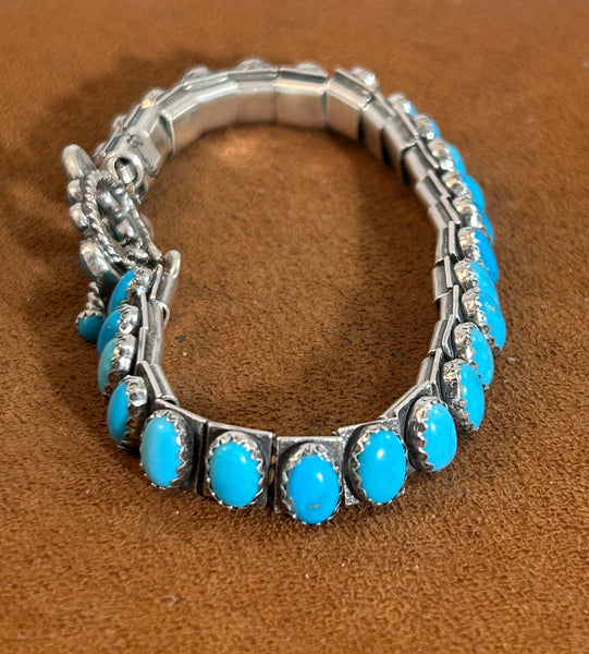 Oval Turquoise Stone Tennis Bracelet by Emory Wentling