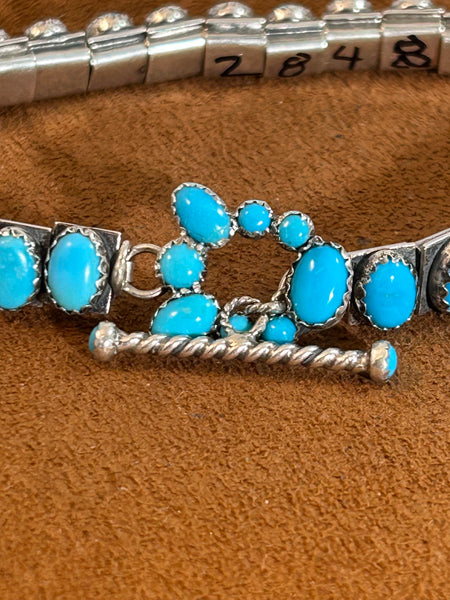 Oval Turquoise Stone Tennis Bracelet by Emory Wentling