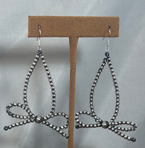 Teardrop Bead Bow Earrings by First American Traders